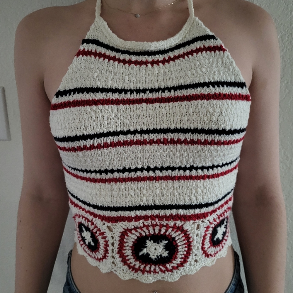 Hollister cropped halter knitted top